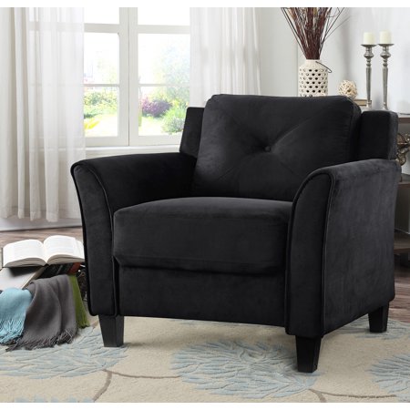 Life Black : Ghế Sofa Đơn Với Tay Vịn Cong, Vải Màu Đen
